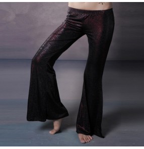 Wine red black paillette women's ladies performance competition gymnastics belly dance pants costumes outfits